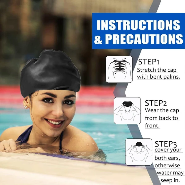 Alt view image 3 of 7 - Swimming Cap, Extra Large Swim Cap, Cover Ears Swimming Cap Bathing Hat Silicone Waterproof, with Ear Protection for Unisex Aldult Women Man