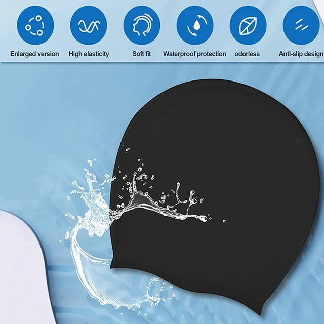 Alt view image 4 of 7 - Swimming Cap, Extra Large Swim Cap, Cover Ears Swimming Cap Bathing Hat Silicone Waterproof, with Ear Protection for Unisex Aldult Women Man