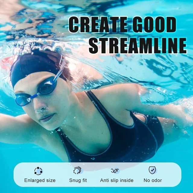 Alt view image 6 of 7 - Swimming Cap, Extra Large Swim Cap, Cover Ears Swimming Cap Bathing Hat Silicone Waterproof, with Ear Protection for Unisex Aldult Women Man