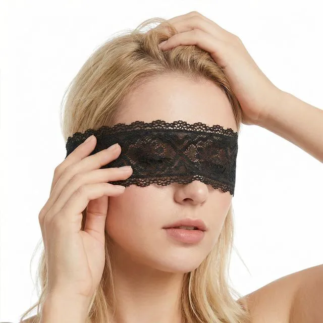 Main image of Lace Mask Adjustable Masquerade Sleep Eye Mask Elastic Lace Eyemask (Black) | Masquerade Accessory for Women Valentine Costume Accessories