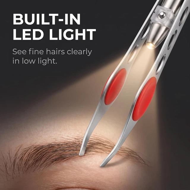 Alt view image 2 of 7 - Tweezer With LED Light For Hair Removal Makeup Tool Eyebrow Eyelash Tweezers, Lash Trimmer, Round Trimmer, Brow Tools, Hair Tweezers, Ingrown For Tweezer, Tweeze, Women's