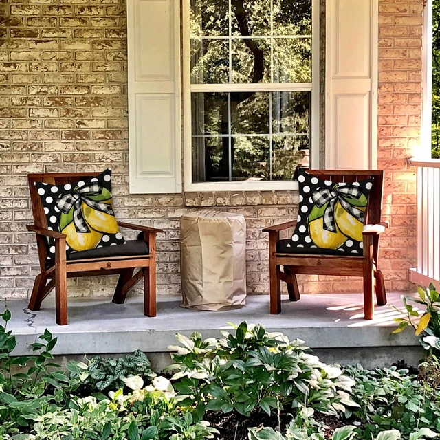Alt view image 5 of 6 - Summer Lemon Pillow Covers 18x18 Set of 2 Farmhouse Dots Outdoor Decorative Cushion Cases for Sofa Couch Home Decorations Black