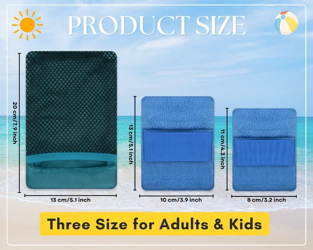 Alt view image 2 of 7 - Reusable Sand Remover Bag and Towel Bands Set Beach Accessories Must Haves Set of 5 (3 Sand Removers + 2 Towel Bands)