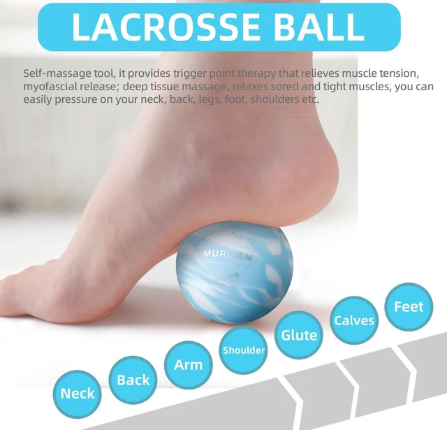 Alt view image 2 of 6 - Massage Ball, Lacrosse Ball for Trigger Point Therapy | Deep Tissue, Myofascial Release, Sore Muscle Relief Massager for Neck, Shoulder, Back, Foot or Muscle Tension - Blue