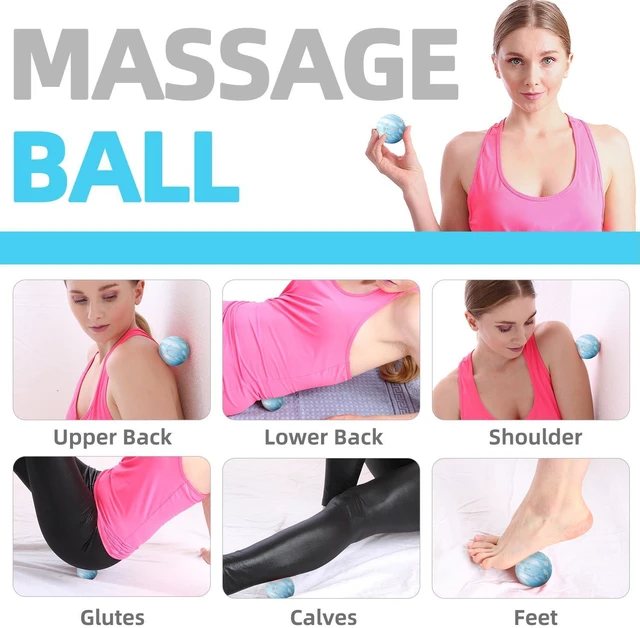 Alt view image 3 of 6 - Massage Ball, Lacrosse Ball for Trigger Point Therapy | Deep Tissue, Myofascial Release, Sore Muscle Relief Massager for Neck, Shoulder, Back, Foot or Muscle Tension - Blue