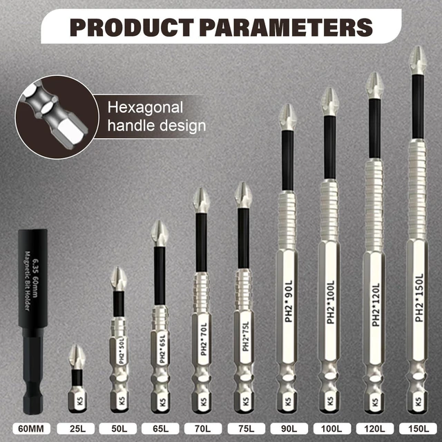 Alt view image 6 of 7 - High Magnetic Screwdriver Drill Bit Set, 2025 New Magnetic Screwdriver Bits, Universal Anti Slip Magnetic Electric Screwdriver Set Suitable for Home Decoration, Car Repair (10Pcs)