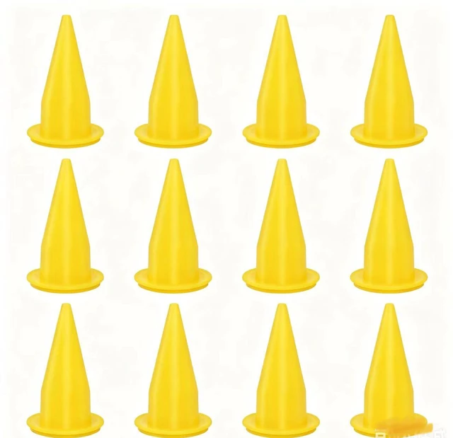 Main image of Yellow Reusable Caulking Nozzle Applicator for Caulk Gun, Epoxy Extension Tool, 12 Pack