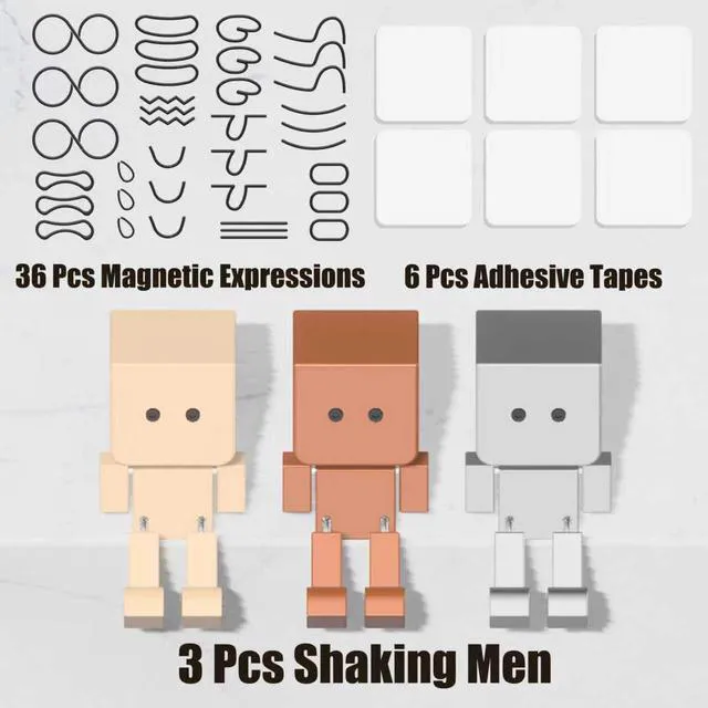 Alt view image 3 of 7 - 3-Pack Shaking Man Figurine with Magnetic Faces