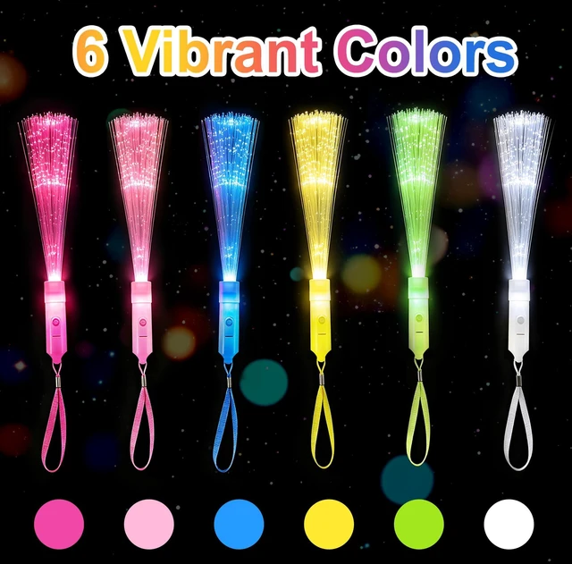 Alt view image 3 of 7 - 6pcs Fiber Optic Wands LED Light Up Glow Sticks Bulk Party Toy for Kids Toddlers