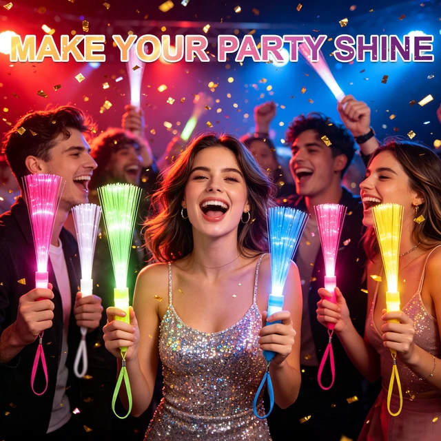 Alt view image 2 of 7 - 6pcs Fiber Optic Wands LED Light Up Glow Sticks Bulk Party Toy for Kids Toddlers