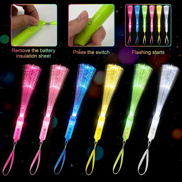 Alt view image 4 of 7 - 6pcs Fiber Optic Wands LED Light Up Glow Sticks Bulk Party Toy for Kids Toddlers