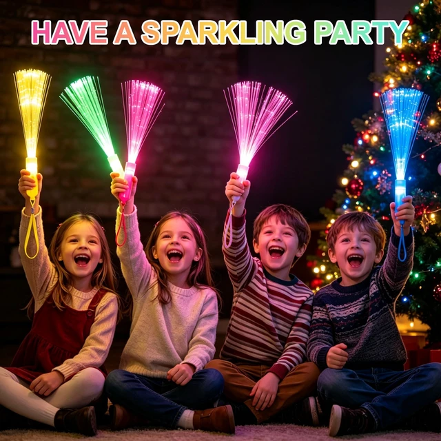 Alt view image 6 of 7 - 6pcs Fiber Optic Wands LED Light Up Glow Sticks Bulk Party Toy for Kids Toddlers