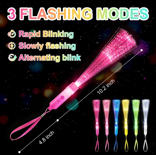 Alt view image 5 of 7 - 6pcs Fiber Optic Wands LED Light Up Glow Sticks Bulk Party Toy for Kids Toddlers
