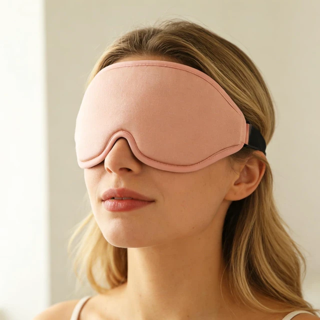 Alt view image 6 of 7 - 1 Pack Sleep Masks 3D Contoured Eye Mask for Sleeping | Upgraded Slanted Nose Wing Light-Blocking Fits Side Sleepers Sleep Mask Black 1 Pc
