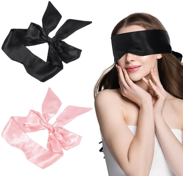 Main image of 2 Pack Satin Sleep Masks, Adjustable Eye Mask for Travel Nap, Black Pink | Soft Satin Feel, Lightweight Comfort, V-Shaped Nose Fit For Better Light Blocking, Adjustable Tie Strap