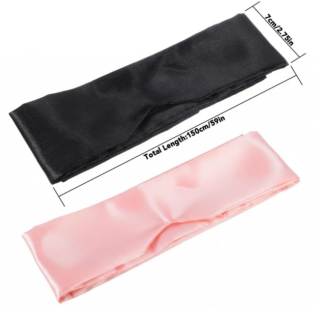 Alt view image 2 of 7 - 2 Pack Satin Sleep Masks, Adjustable Eye Mask for Travel Nap, Black Pink | Soft Satin Feel, Lightweight Comfort, V-Shaped Nose Fit For Better Light Blocking, Adjustable Tie Strap