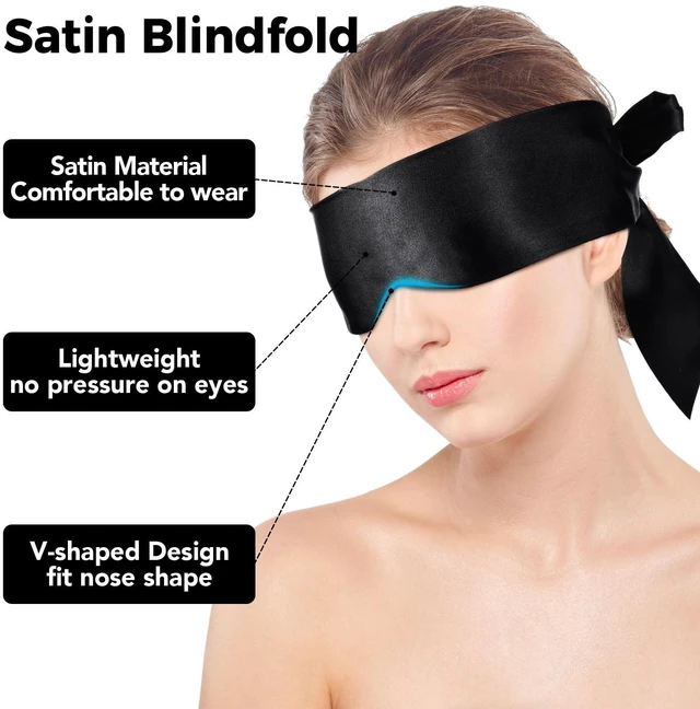 Alt view image 3 of 7 - 2 Pack Satin Sleep Masks, Adjustable Eye Mask for Travel Nap, Black Pink | Soft Satin Feel, Lightweight Comfort, V-Shaped Nose Fit For Better Light Blocking, Adjustable Tie Strap