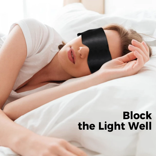 Alt view image 5 of 7 - 2 Pack Satin Sleep Masks, Adjustable Eye Mask for Travel Nap, Black Pink | Soft Satin Feel, Lightweight Comfort, V-Shaped Nose Fit For Better Light Blocking, Adjustable Tie Strap