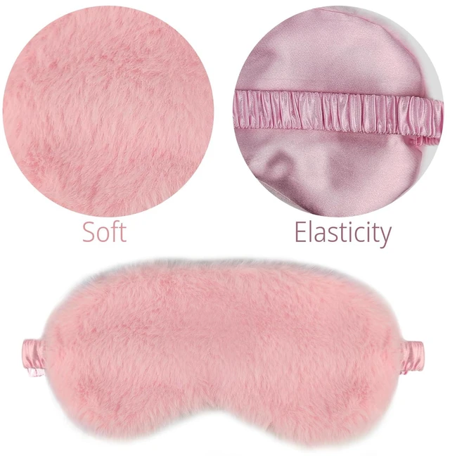 Alt view image 4 of 7 - 1 Pcs Colors Eye Mask for Sleeping, Sleepover Stuff, Soft, Elastic Band Plush Sleeping Eye Mask, for Everyone Travel Nap Sleeping (White)