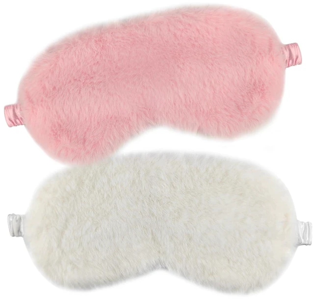 Alt view image 7 of 7 - 1 Pcs Colors Eye Mask for Sleeping, Sleepover Stuff, Soft, Elastic Band Plush Sleeping Eye Mask, for Everyone Travel Nap Sleeping (White)