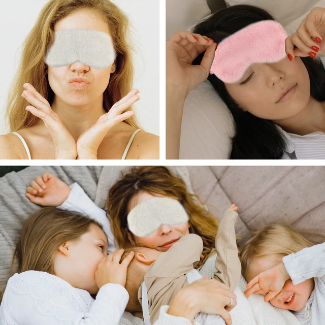 Alt view image 6 of 7 - 1 Pcs Colors Eye Mask for Sleeping, Sleepover Stuff, Soft, Elastic Band Plush Sleeping Eye Mask, for Everyone Travel Nap Sleeping (White)