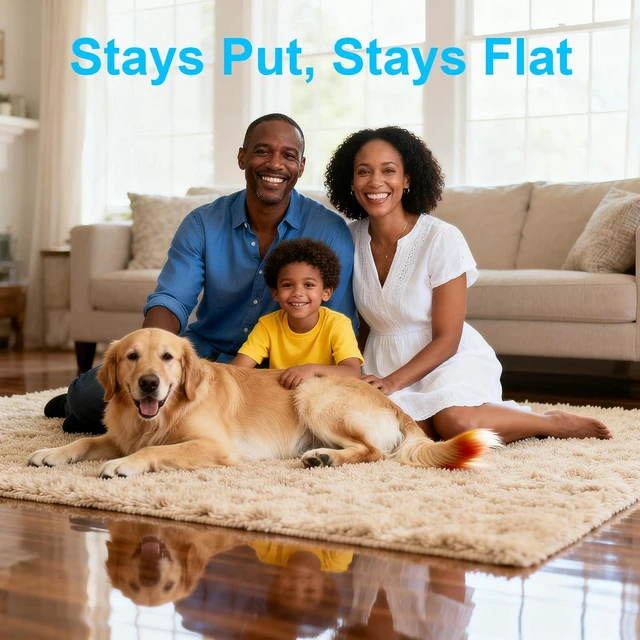 Alt view image 3 of 7 - 8 PCS Triangle Rug Tape, Double-Sided Non Slip Carpet Grippers, No Residue No Damage Anti-Curling Rug Pads, Keep Corners Flat for Hardwood Floors Tiles and Area Rugs
