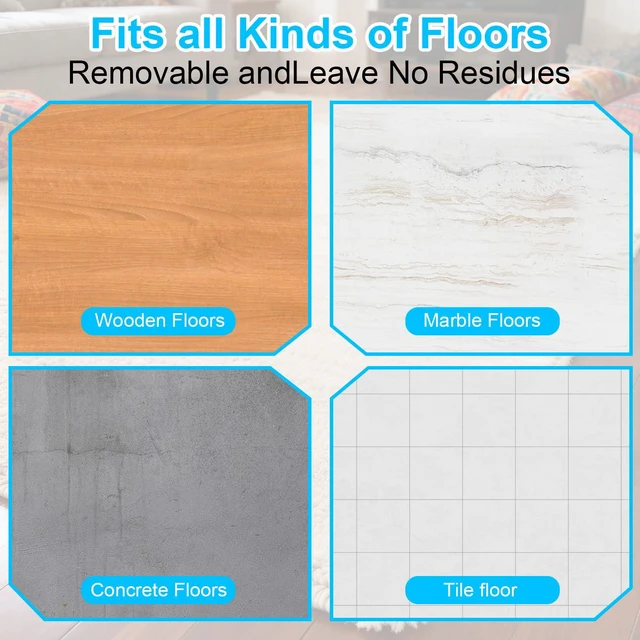Alt view image 6 of 7 - 8 PCS Triangle Rug Tape, Double-Sided Non Slip Carpet Grippers, No Residue No Damage Anti-Curling Rug Pads, Keep Corners Flat for Hardwood Floors Tiles and Area Rugs