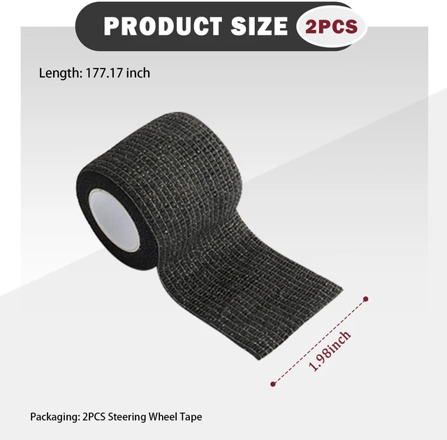 Alt view image 2 of 7 - 2PCS Steering Wheel Wrap Sweat-Absorbing Anti-Slip,14.76Ft Self-Adhesive Steering Wheel Tape for Improved Grip and Driving Comfort,Universal Car Wheels Cover Car Accessories