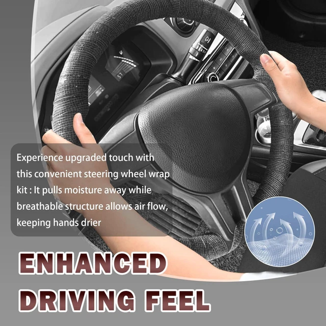 Alt view image 7 of 7 - 2PCS Steering Wheel Wrap Sweat-Absorbing Anti-Slip,14.76Ft Self-Adhesive Steering Wheel Tape for Improved Grip and Driving Comfort,Universal Car Wheels Cover Car Accessories