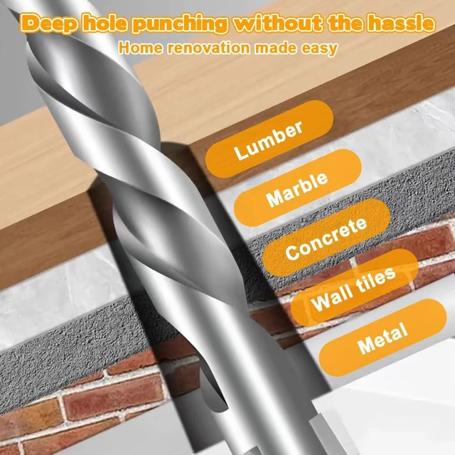 Alt view image 3 of 7 - 6PCS Four-Flute Sawtooth Eccentric Drill Bit, Hexagonal Shank Heavy-Duty Carbide Tip, 4 5 6 8 10 12mm High-Strength Eccentric Twist Drill Bit, for Wood/Marble/Metal/Concrete/Wall Tiles