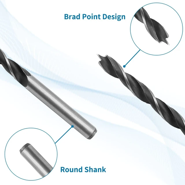 Alt view image 3 of 7 - 7mm Brad Point Drill Bits for Woodworking, 5pcs | High Carbon Steel, For Softwood Hardwood Plywood, For Acrylic Plastic, Metric Drill Bits