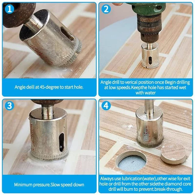 Alt view image 4 of 6 - 15/32" / 12mm Diamond Drill Bit, Diamond Hole Saw, Glass Drill Bit, Tile Hole Saw Suitable for Ceramic Glass Tile Porcelain Marble (Pack of 2)