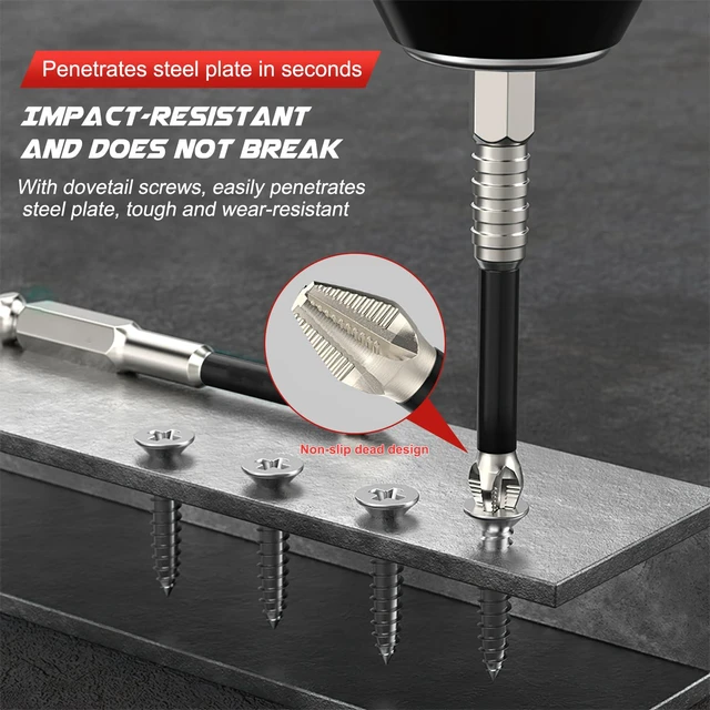 Alt view image 4 of 7 - 6pcs High-Magnetic Screwdriver Drill Bit Set, Anti-Slip Magnetic Electric Screwdriver Set, Universal Strong Magnetic Durability Screwdriver Drill Bit Set, 25 50 65 70 90 150mm