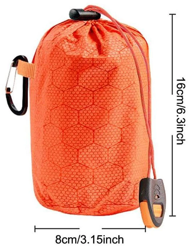 Alt view image 2 of 7 - Emergency Sleeping Bags Storage Bag Replacement Drawstring Bags with Carabiner Clip Drawstring Pouch Organizer for Emergency Blankets Survival Bivvy Sack Camping Mylar Thermal Bivy Sacks