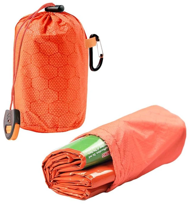 Alt view image 3 of 7 - Emergency Sleeping Bags Storage Bag Replacement Drawstring Bags with Carabiner Clip Drawstring Pouch Organizer for Emergency Blankets Survival Bivvy Sack Camping Mylar Thermal Bivy Sacks