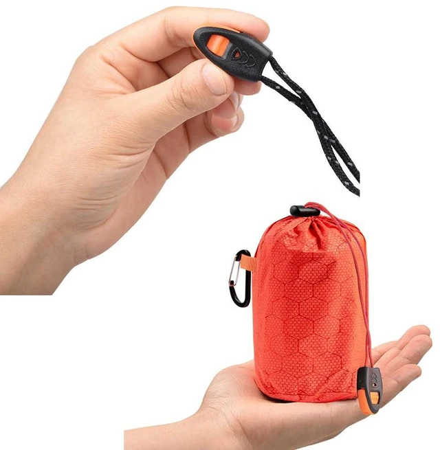 Alt view image 4 of 7 - Emergency Sleeping Bags Storage Bag Replacement Drawstring Bags with Carabiner Clip Drawstring Pouch Organizer for Emergency Blankets Survival Bivvy Sack Camping Mylar Thermal Bivy Sacks