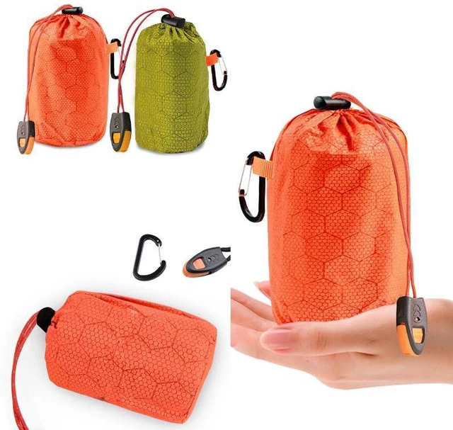 Alt view image 5 of 7 - Emergency Sleeping Bags Storage Bag Replacement Drawstring Bags with Carabiner Clip Drawstring Pouch Organizer for Emergency Blankets Survival Bivvy Sack Camping Mylar Thermal Bivy Sacks