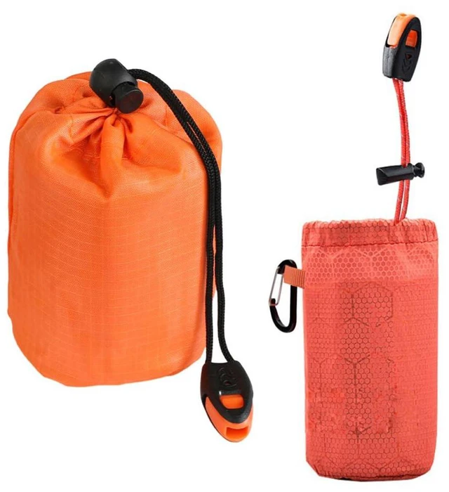 Alt view image 6 of 7 - Emergency Sleeping Bags Storage Bag Replacement Drawstring Bags with Carabiner Clip Drawstring Pouch Organizer for Emergency Blankets Survival Bivvy Sack Camping Mylar Thermal Bivy Sacks