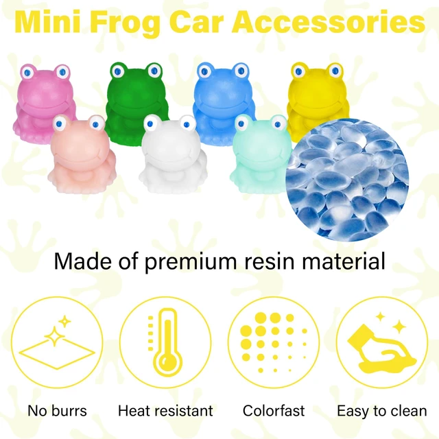 Alt view image 4 of 7 - 14 PCS Mini Frog Car Dashboard Decorations, Funny Frog Car Accessories | Adorable Mini Frogs Figurines, Cute Cars Decor with Adhesive Sticker, Rearview Mirror Ornaments