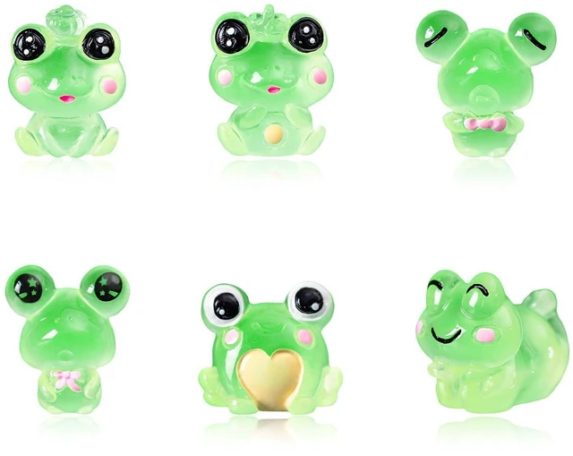 Main image of 6PCS Luminous Frog Car Dashboard Decor, Fun Frog Figurines Set Rear View Mirror Ornament for Vehicle, Adorable Mini Resin Frogs Mirror Decoration Cute Car Accessories