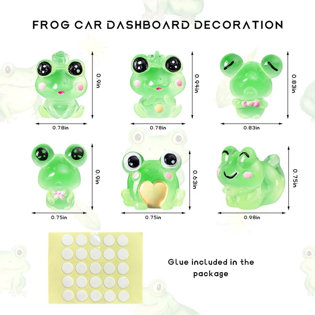 Alt view image 2 of 6 - 6PCS Luminous Frog Car Dashboard Decor, Fun Frog Figurines Set Rear View Mirror Ornament for Vehicle, Adorable Mini Resin Frogs Mirror Decoration Cute Car Accessories