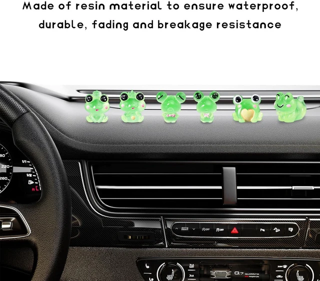 Alt view image 3 of 6 - 6PCS Luminous Frog Car Dashboard Decor, Fun Frog Figurines Set Rear View Mirror Ornament for Vehicle, Adorable Mini Resin Frogs Mirror Decoration Cute Car Accessories