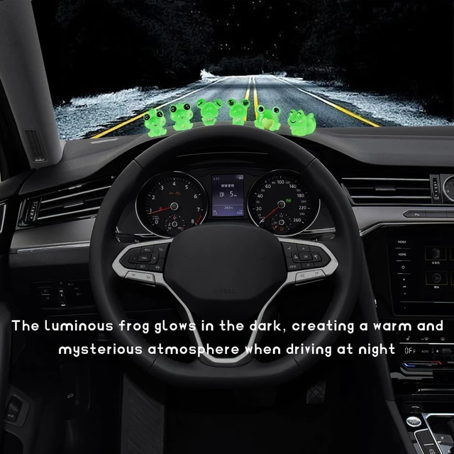 Alt view image 4 of 6 - 6PCS Luminous Frog Car Dashboard Decor, Fun Frog Figurines Set Rear View Mirror Ornament for Vehicle, Adorable Mini Resin Frogs Mirror Decoration Cute Car Accessories