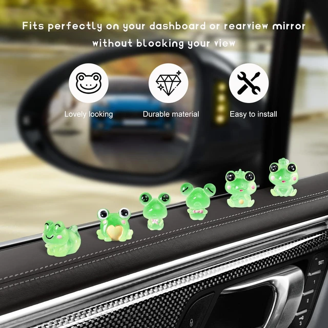 Alt view image 5 of 6 - 6PCS Luminous Frog Car Dashboard Decor, Fun Frog Figurines Set Rear View Mirror Ornament for Vehicle, Adorable Mini Resin Frogs Mirror Decoration Cute Car Accessories