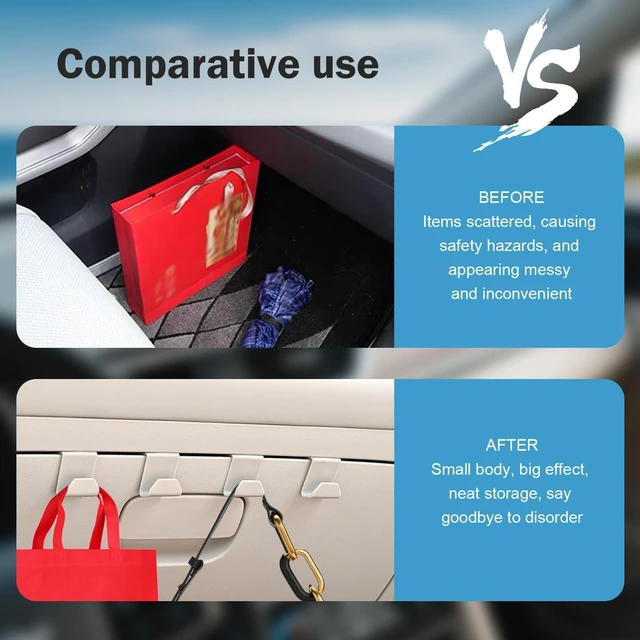 Alt view image 3 of 7 - 4 PCS Car Co-Pilot Glovebox Hooks, Hanger Storage Organizer for Cars, Co-Pilot Glove Box Purse Hook, Universal for Most Cars (White)