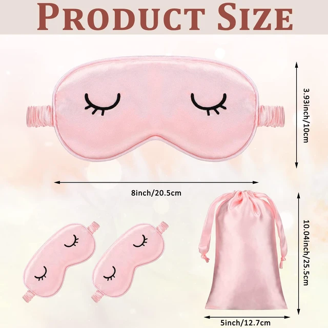 Alt view image 2 of 7 - 2 Pcs Cute Sleep Eye Mask for Kids Silk Sleep Eye Cover, Adult | Lightweight Cute Sleep Eyeshade, Elastic Band Adjustable, Satin Night with 2 Pcs Storage Bag, Soft silk,Pink