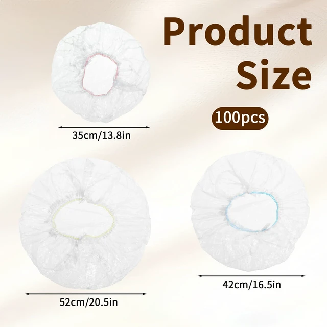 Alt view image 2 of 7 - 100 Pcs Plastic Bowl Covers, Elastic Bowl Covers for Bread Proofing Plastic Wraps for Food Reusable Shower Cap for Food Freshness Sourdough Baking Outdoor Foods Storage Fits Bowls Up to 11 Inches