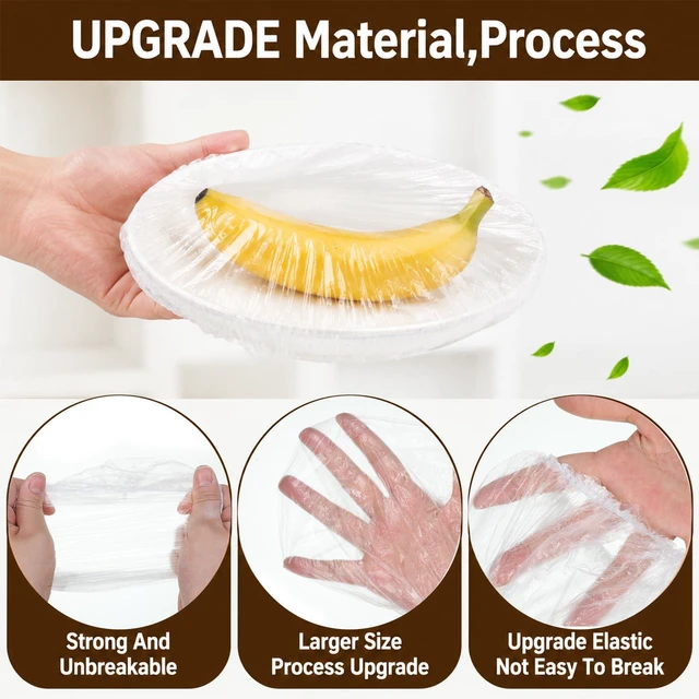 Alt view image 6 of 7 - 100 Pcs Plastic Bowl Covers, Elastic Bowl Covers for Bread Proofing Plastic Wraps for Food Reusable Shower Cap for Food Freshness Sourdough Baking Outdoor Foods Storage Fits Bowls Up to 11 Inches