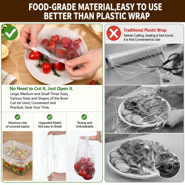 Alt view image 5 of 7 - 100 Pcs Plastic Bowl Covers, Elastic Bowl Covers for Bread Proofing Plastic Wraps for Food Reusable Shower Cap for Food Freshness Sourdough Baking Outdoor Foods Storage Fits Bowls Up to 11 Inches