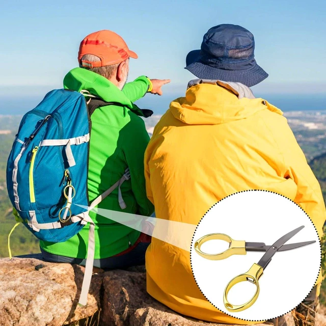 Alt view image 3 of 7 - 2 Pcs Folding Scissors Safe Foldable Travel Scissors Portable Mini Scissor Stainless Steel Small Folding Scissor for Home Office School Travel Use Telescopic Cutter Mini Shear (Rose Gold + Gold)